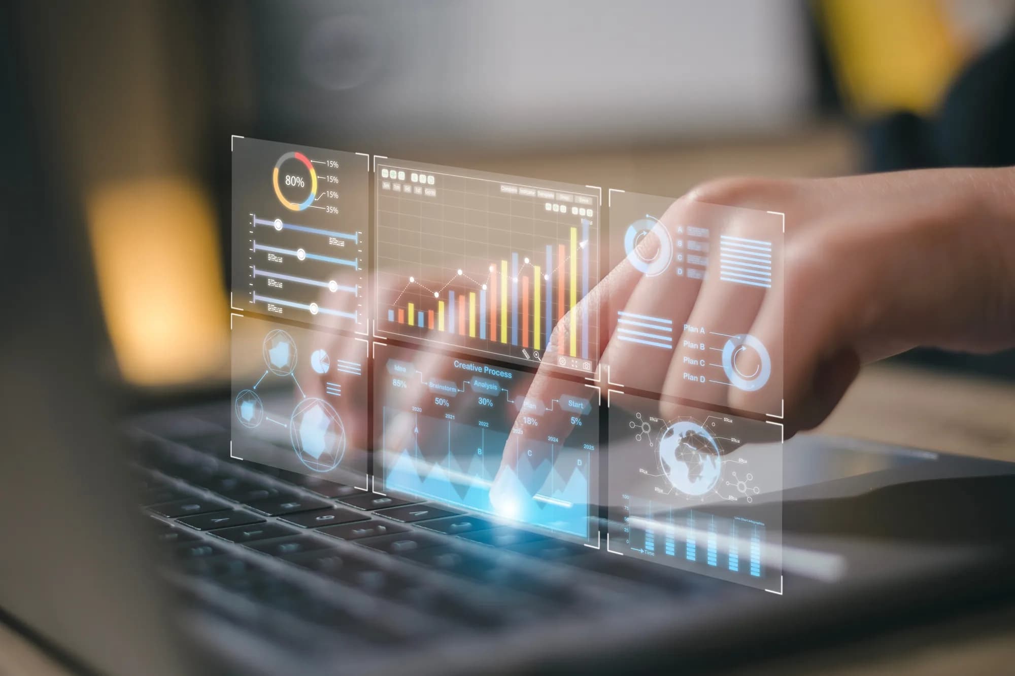 An analyst reviewing campaign performance metrics on a dashboard