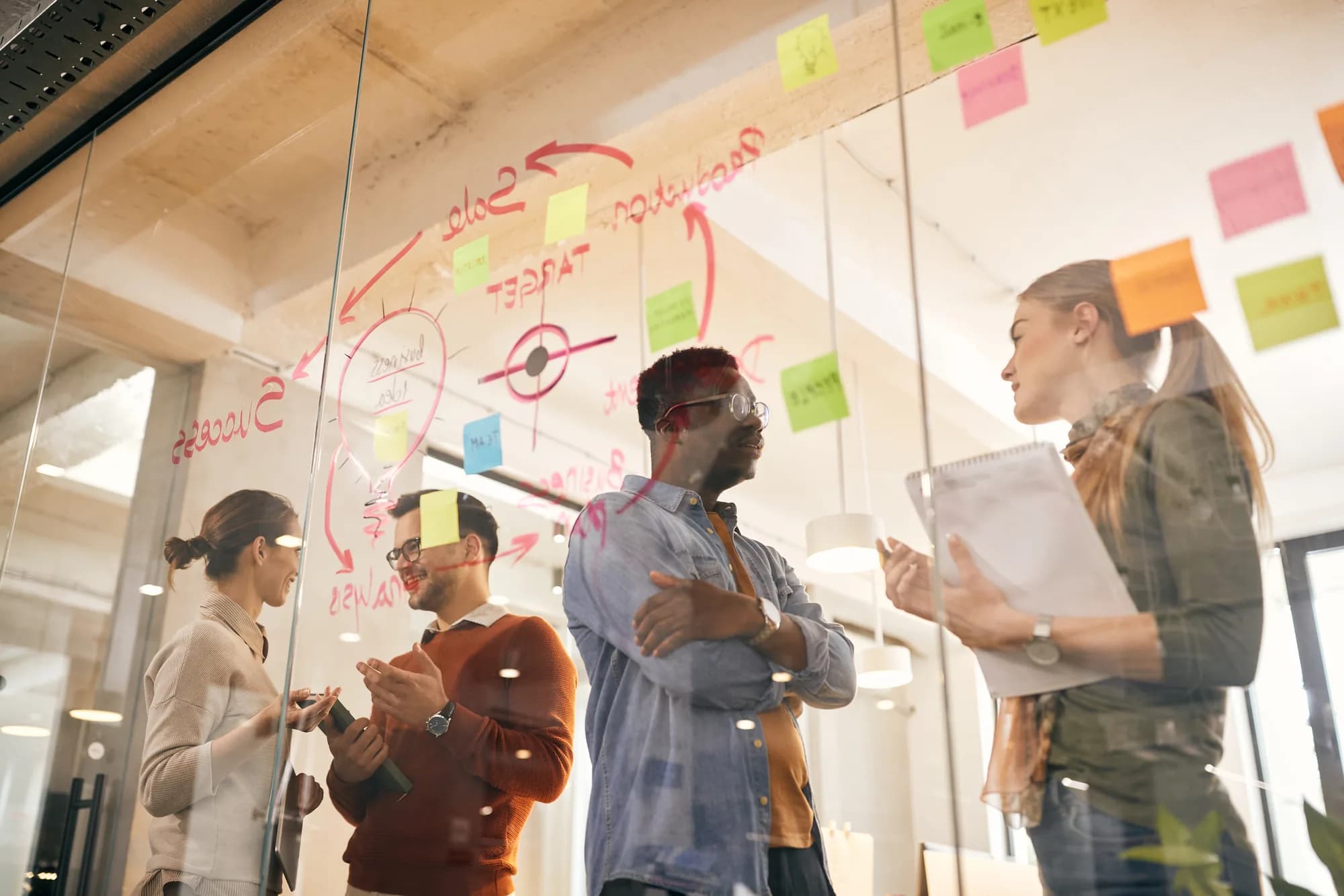 A marketing team planning a campaign around a mind map