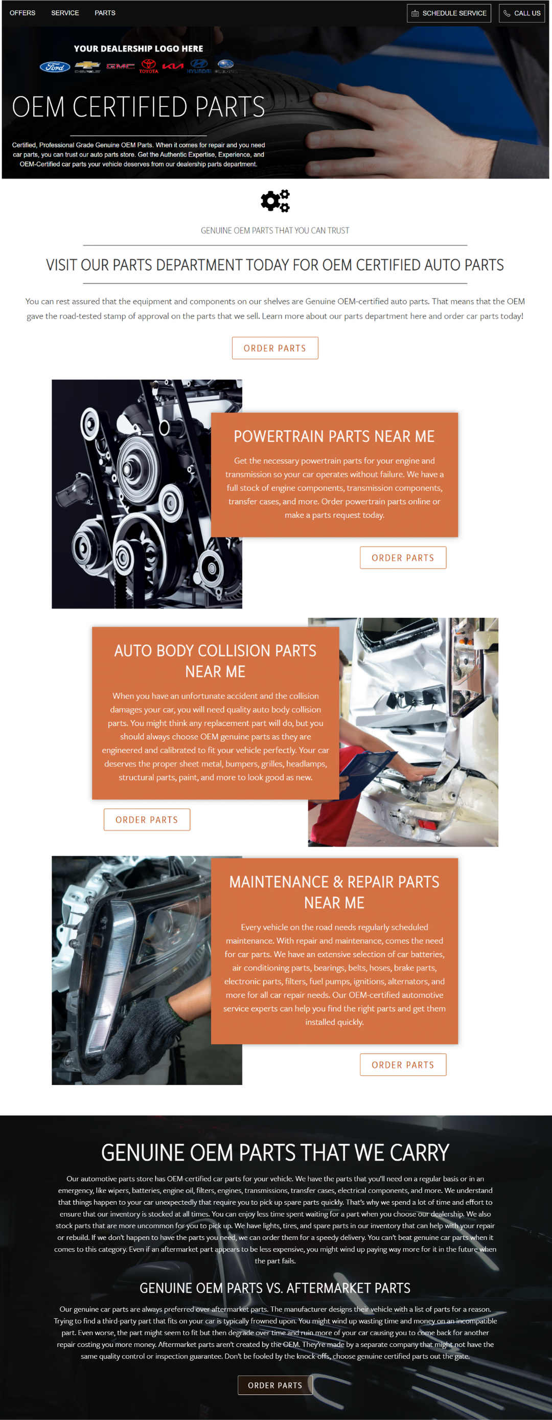 New Automotive Parts Center Page Design with Absorption Boost
