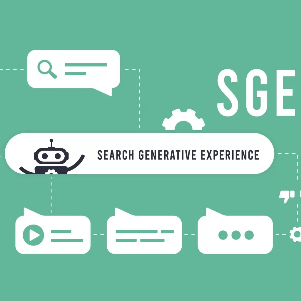 Illustration of a search box and the term Search Generative Experience